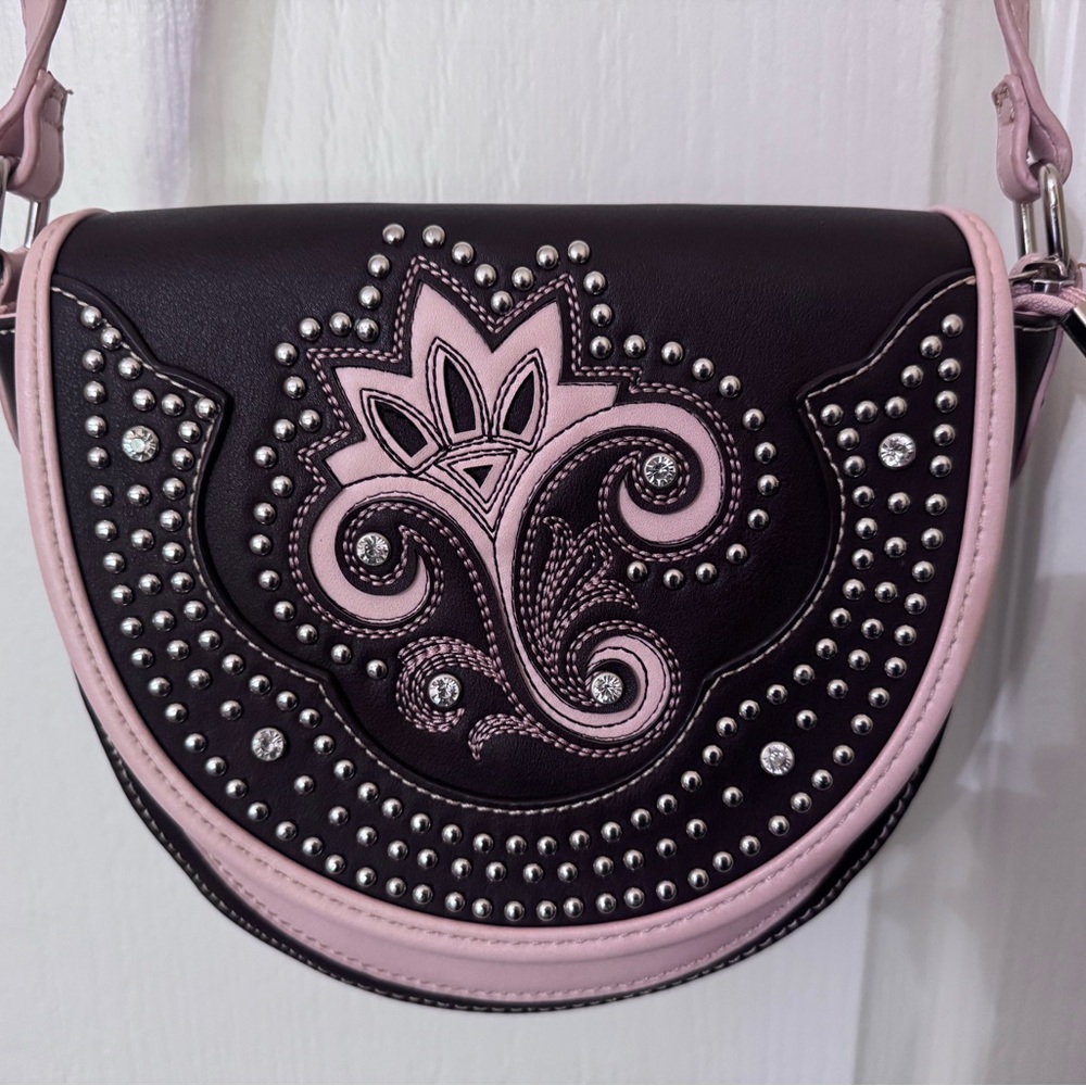 Montana West brown and cream Embellished Crossbody Bag